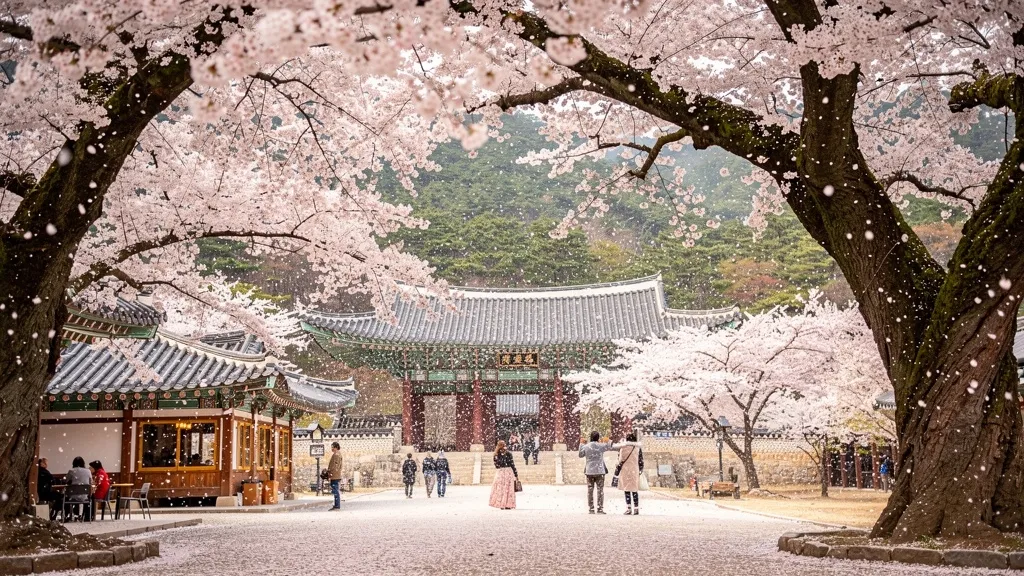 동학사의 벚꽃 풍경